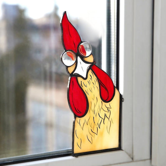 🔥🎁 Décor de coin de fenêtre amusant 🐓Coq chanteur