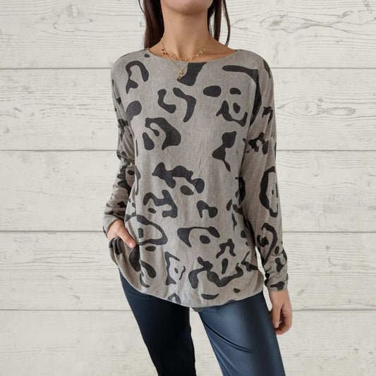 ⏳Vente limitée 49% OFF🌸Pull italien à imprimé animalier