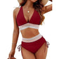 👙Soldes du dernier jour - 49% de réduction🎉Ensemble 2 pièces de bikini patchwini à col en V