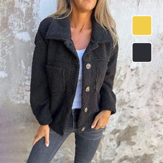 🍂49% de réduction🍂Veste Courte et Chaude avec Col à Revers pour Femmes