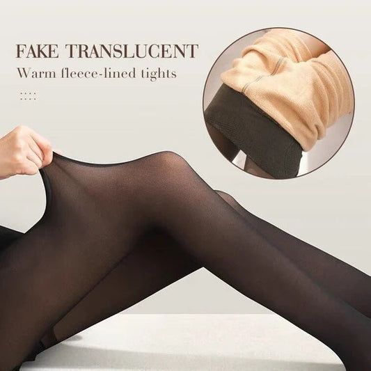 🔥Dernier jour 49% de réduction🔥 Collants élastiques imitation jambes impeccables, doublés de peluche chaude translucide