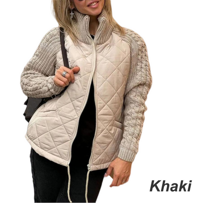 🍂49% de réduction🍂Veste matelassée en patchwork en tricot pour femmes