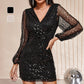 Robe à Manches Lanterne à Paillettes Super Scintillantes
