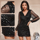 Robe à Manches Lanterne à Paillettes Super Scintillantes