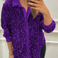 🌈Temps limité 49% DE RÉDUCTION💞Chemise de fête pailletée à boutons à revers pour femmes