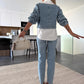 🔥Réduction De 50%🩵Ensemble deux pièces à la mode composé d'un haut en jean à manches longues et d'un pantalon pour femmes