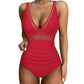 💥Dernier jour Vente spéciale 49% DE RÉDUCTION💃Maillot de bain une pièce en maille contrastée froncée pour femme