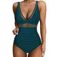 💥Dernier jour Vente spéciale 49% DE RÉDUCTION💃Maillot de bain une pièce en maille contrastée froncée pour femme