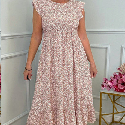 🎉🛍️Promotion exceptionnelle💃 Robe fleurie élégante avec taille haute et revers pour femme